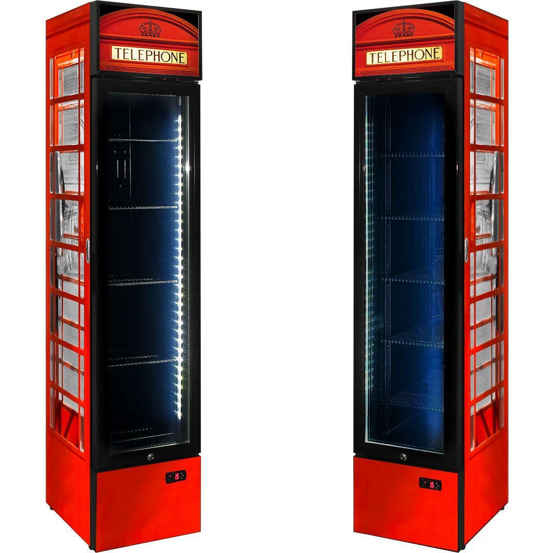Slim Jim Senior Branded Telephone Box 130LT Upright Bar Fridge Refrigerators 