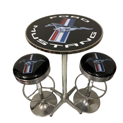 Ford Mustang Bar Table & 2 Bar Stool Package Retro Bar Stools 