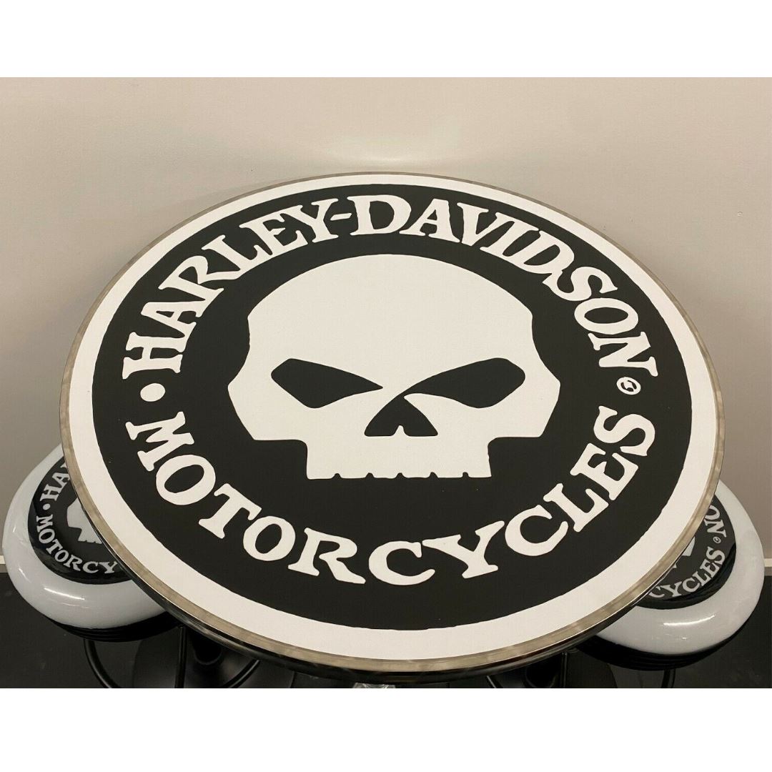 Harley Davidson Willy G Bar Table & 2 Stool Package Retro Bar Stools 