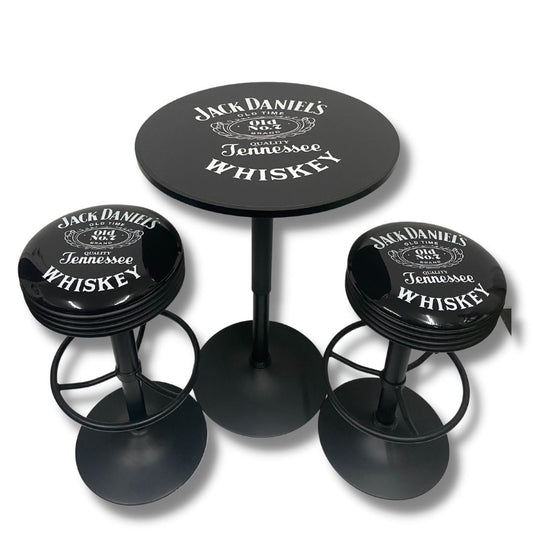 Jack Daniels Black Table & Bar Stool Set Retro Bar Stools 
