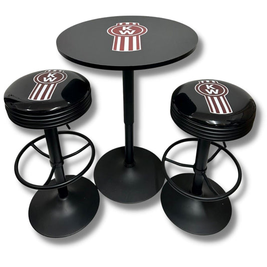 Kenworth Truck Black Table & Bar Stool Set Retro Bar Stools 