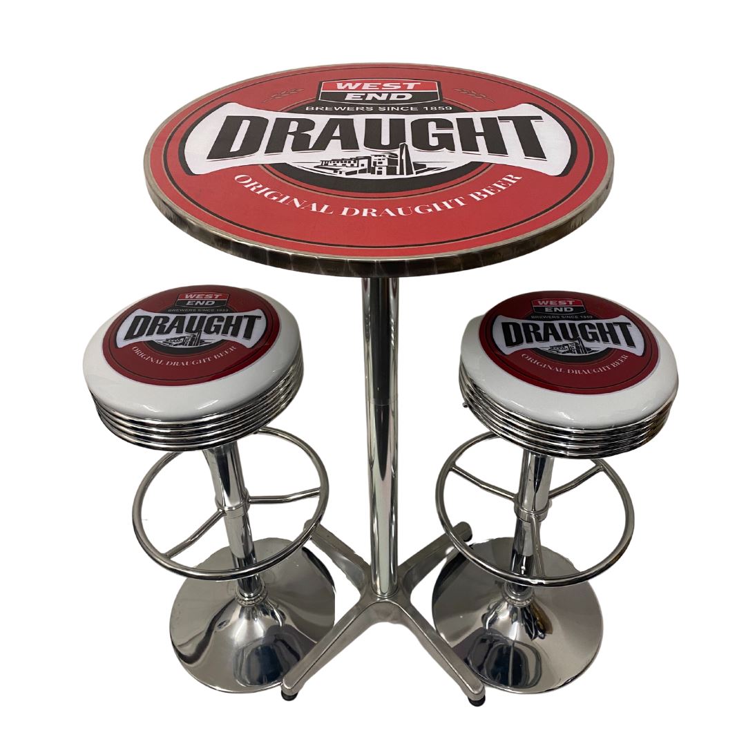 West End Draft Bar Table & 2 Stool Package Retro Bar Stools 