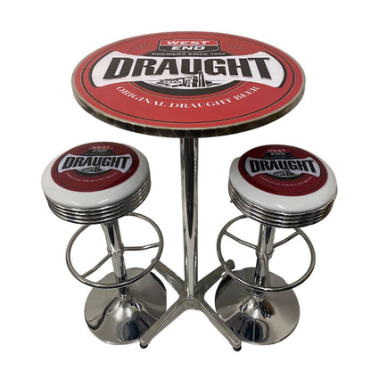 West End Draft Bar Table & 2 Stool Package Retro Bar Stools 