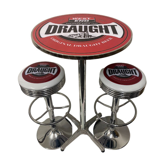 West End Draft Bar Table & 2 Stool Package Retro Bar Stools 