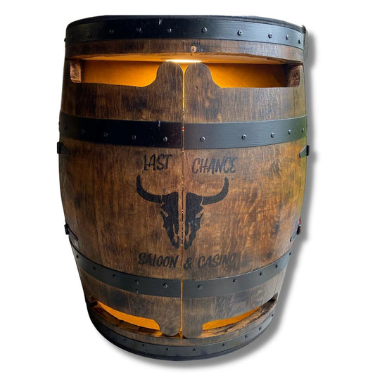 Last Chance Bar Wine Barrel Dart Board Cabinet Wine Barrel Dart Board Saloon Bar Style 