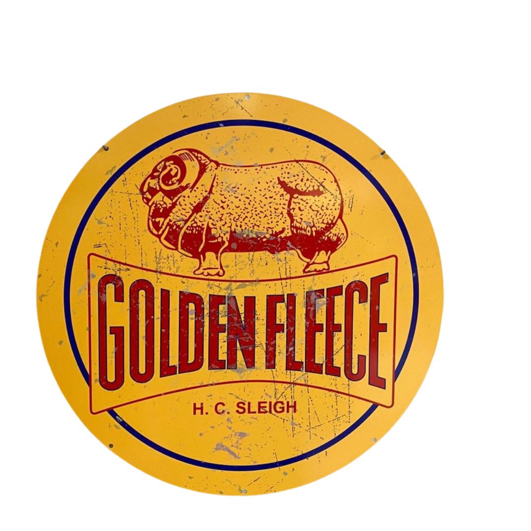 Golden Fleece Dog Bone Classic Sign Double Sided Round Metal Signs 