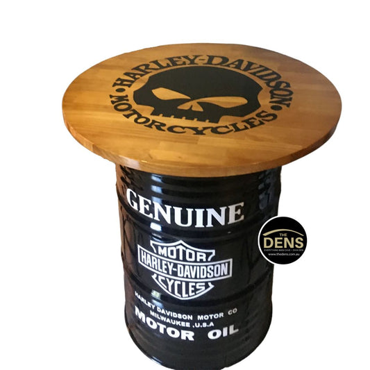 Hand Made Custom Harley Drum Table Black & White Skull Top Furniture 
