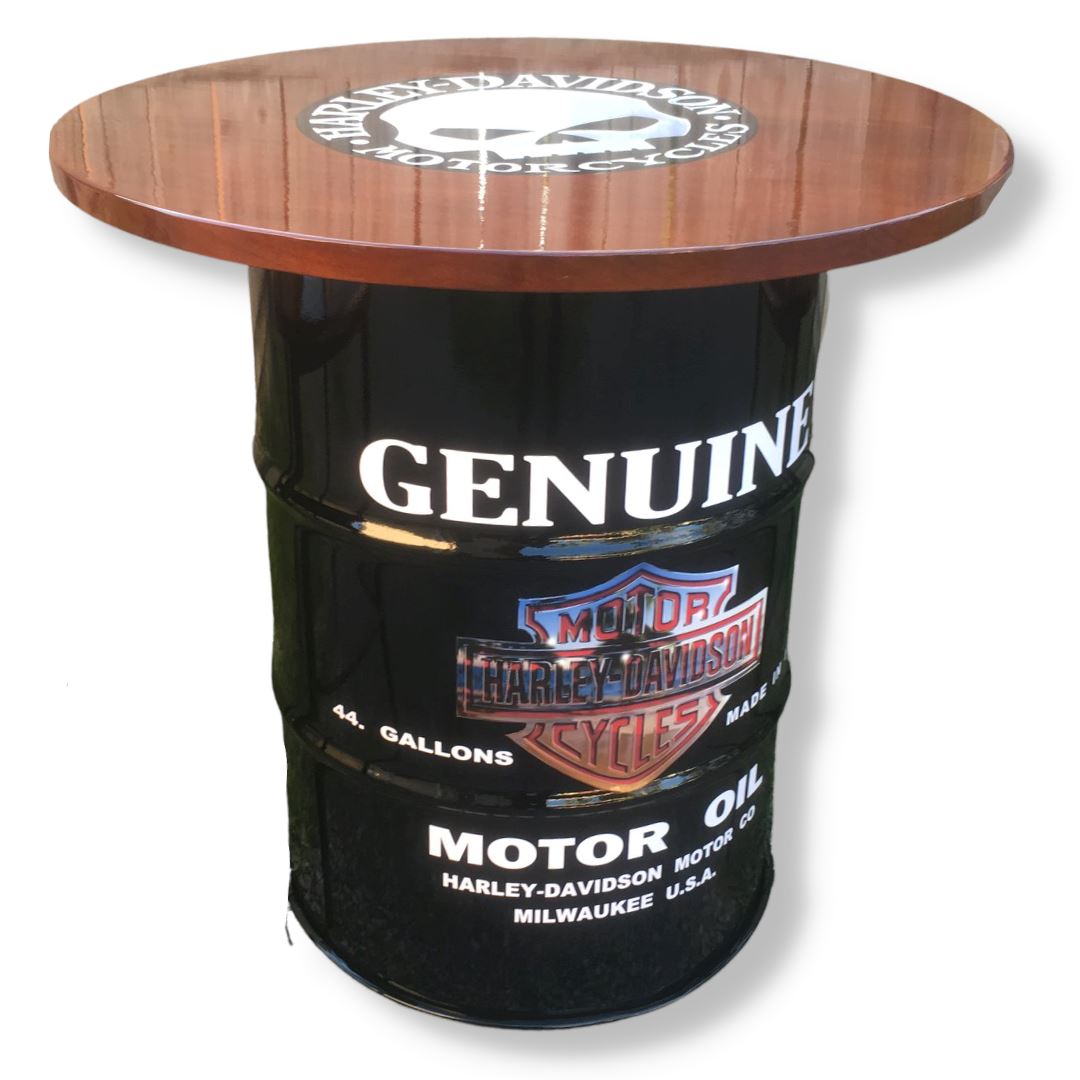 Custom Harley Davidson Drum Table Silver Genuine Oil Furniture 