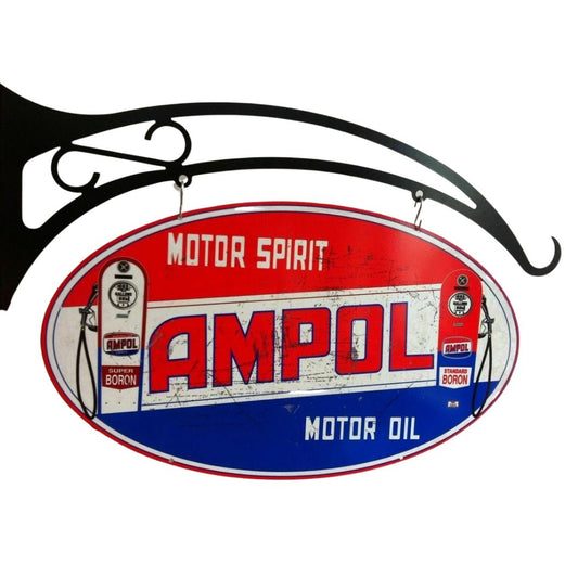 Ampol Oval Design Hanging Sign Metal Signs 