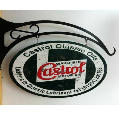 Castrol Classic Oval Design Hanging Sign Metal Signs 