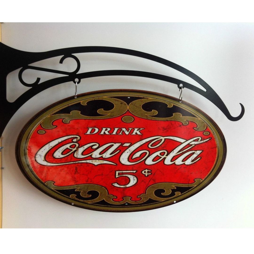 Coca Cola Coke Retro Oval Design Hanging Sign Metal Signs 