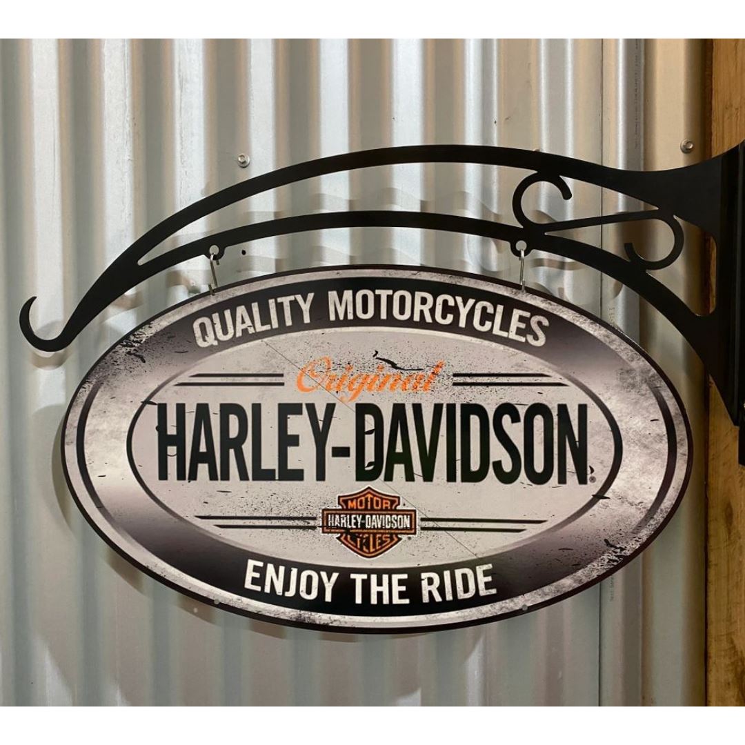 Harley Davidson Silver Oval Design Hanging Sign Metal Signs 