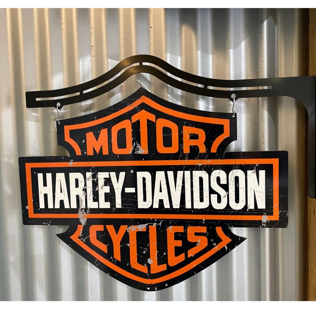 Harley Davidson Distressed Hanging Sign Double Sided Metal Signs 