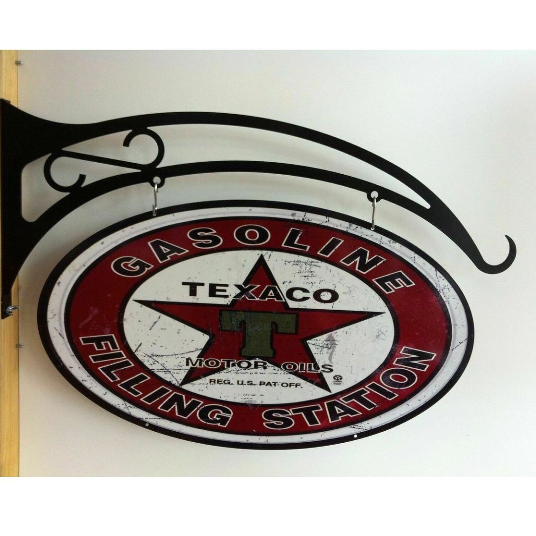 Texaco Retro Oval Design Hanging Sign Metal Signs 