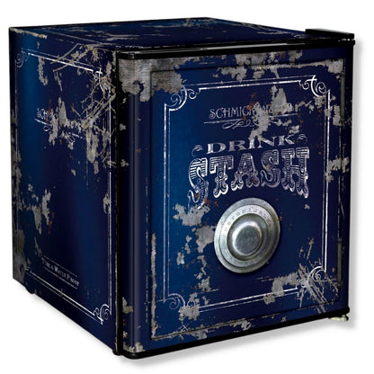 Retro Bank Safe Branded 46LT Mini Bar Fridge - Gold Green or Blue Refrigerators Blue 