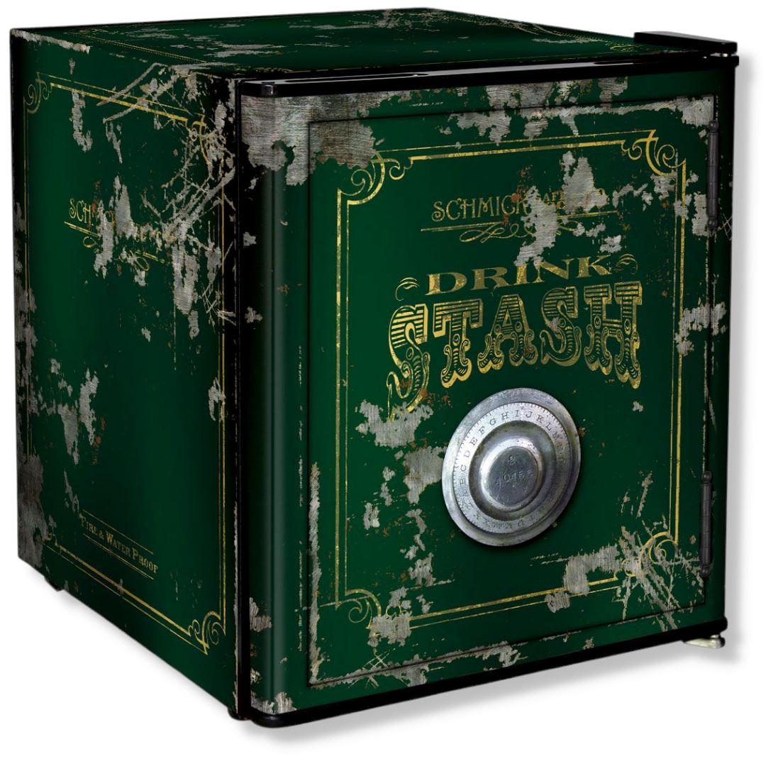 Retro Bank Safe Branded 46LT Mini Bar Fridge - Gold Green or Blue Refrigerators Green 