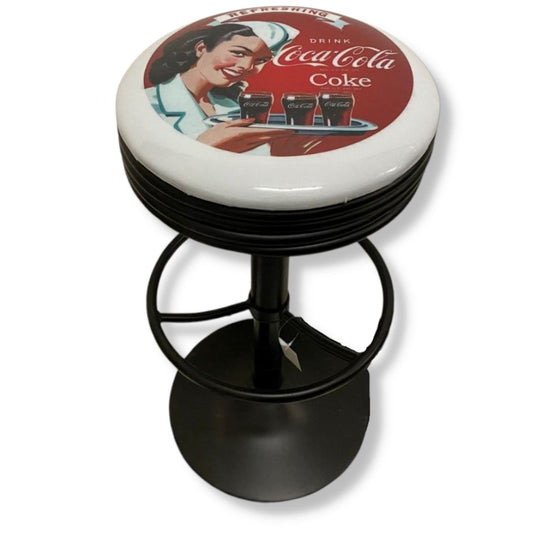 Coke Girl With Tray Retro Bar Stool Retro Bar Stools Black 