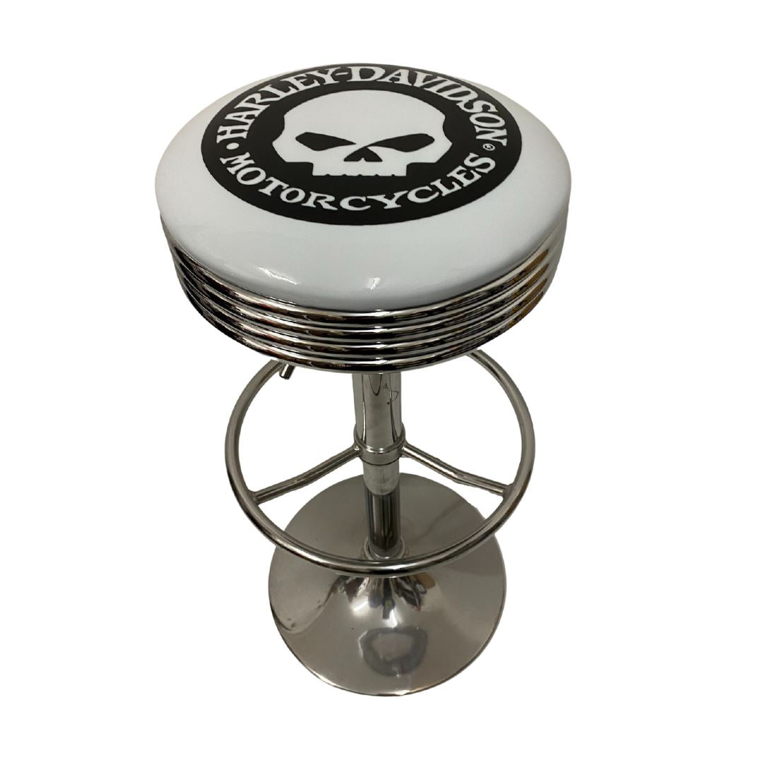 Harley Davidson Motorcycles Premium Retro Bar Stool - Silver Retro Bar Stools 