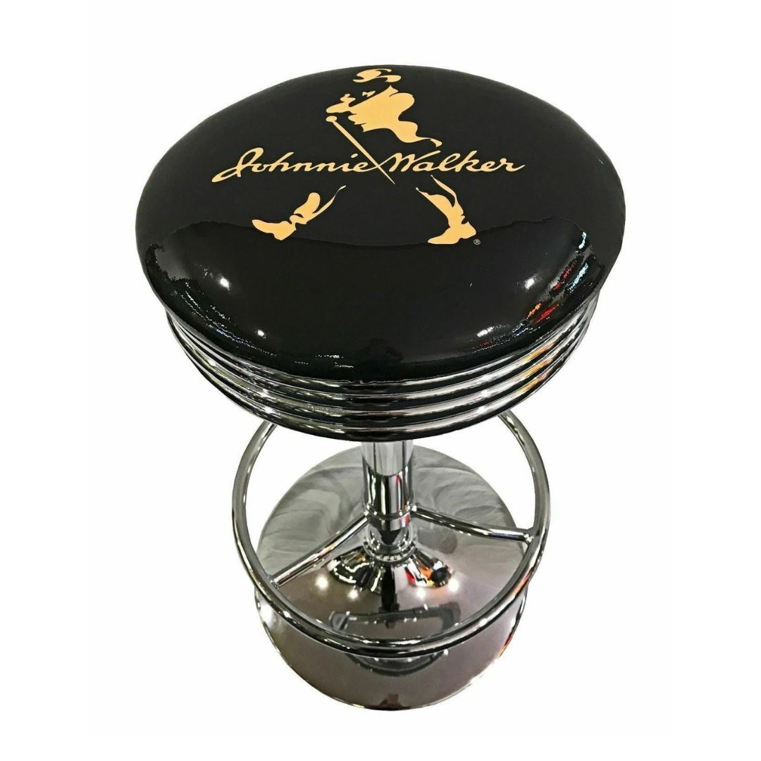 Johnnie Walker Black Top Retro Silver Chrome Premium Bar Stool Retro Bar Stools 