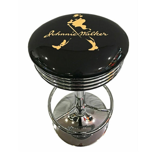 Johnnie Walker Black Top Retro Silver Chrome Premium Bar Stool Retro Bar Stools 