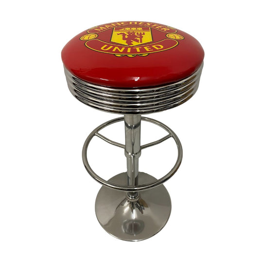 Manchester United Football Club Premium Chrome Silver Retro Bar Stool Man U Soccer Retro Bar Stools 