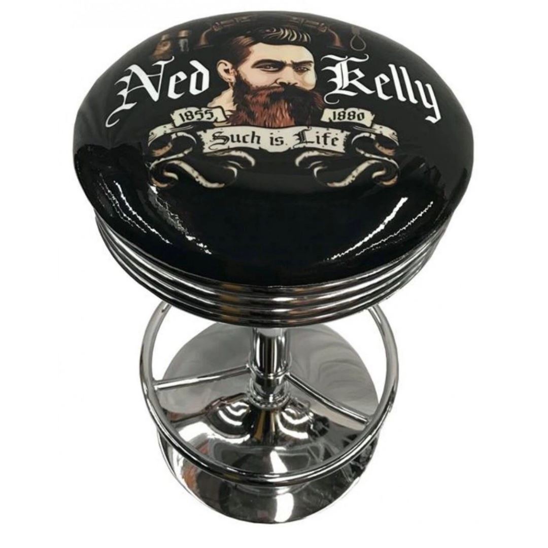 Ned Kelly Retro Silver Chrome Premium Bar Stool Retro Bar Stools 