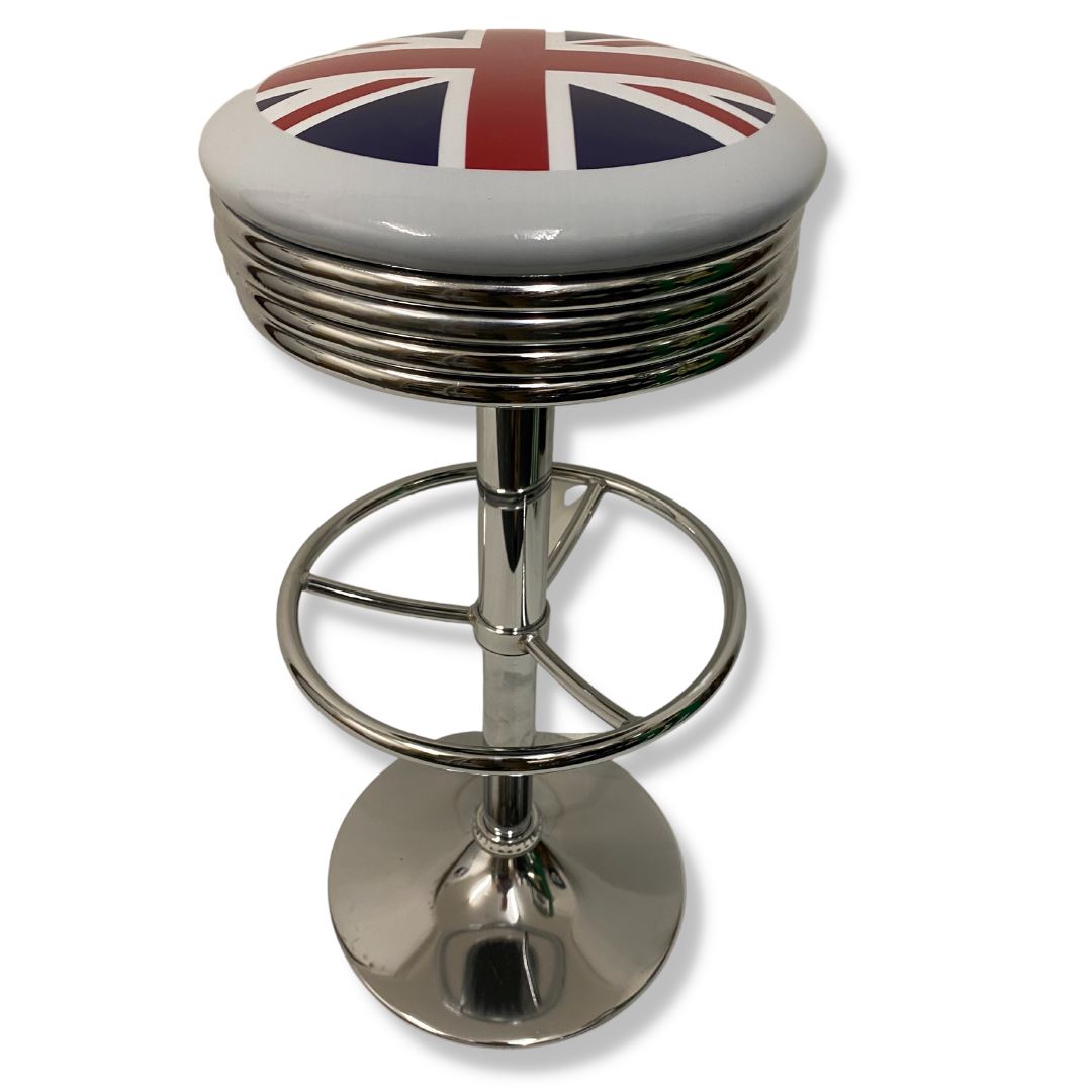 Union Jack UK Flag Retro Bar Stool Retro Bar Stools Chrome 