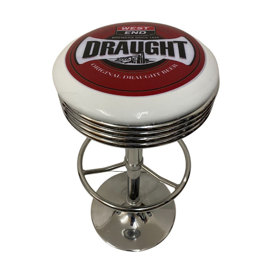 West End Draught Retro Silver Chrome Premium Bar Stool Retro Bar Stools 
