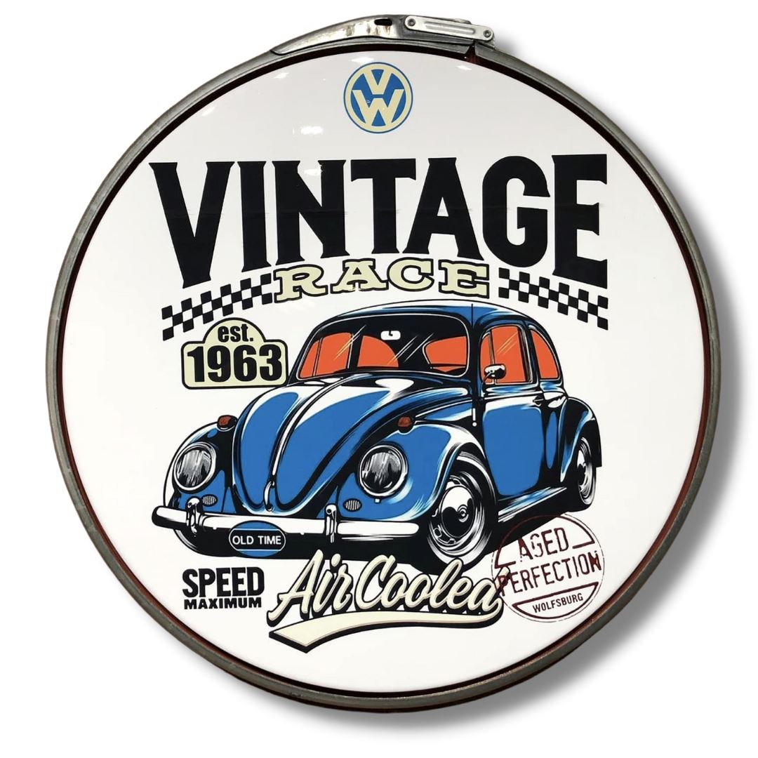 VW Vintage Drum Lid Sign Furniture 