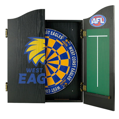 West Coast Eagles AFL Dartboard and Cabinet Set Dartboard Set 