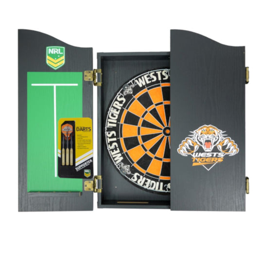 West Tigers NRL Dartboard and Cabinet Set 